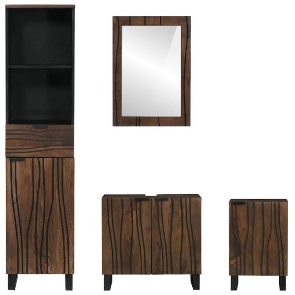 Badezimmermöbel Set mit Schubladen mit Regal mit Speicher mit Tür mit Spiegel 4 pcs Weiß 38 x 33 x 160 cm
