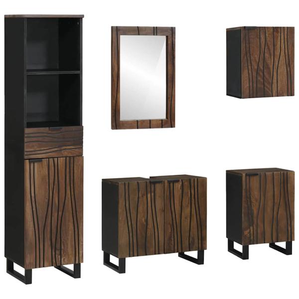 ARDEBO.de - Badezimmermöbel Set mit Schubladen mit Regal mit Speicher mit Tür mit Spiegel 5 pcs Weiß 38 x 33 x 160 cm