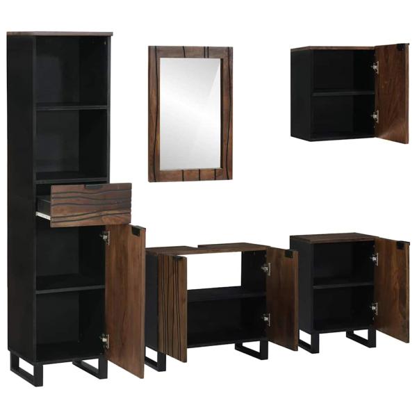 Badezimmermöbel Set mit Schubladen mit Regal mit Speicher mit Tür mit Spiegel 5 pcs Weiß 38 x 33 x 160 cm