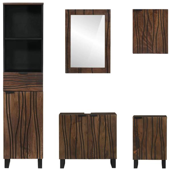 Badezimmermöbel Set mit Schubladen mit Regal mit Speicher mit Tür mit Spiegel 5 pcs Weiß 38 x 33 x 160 cm