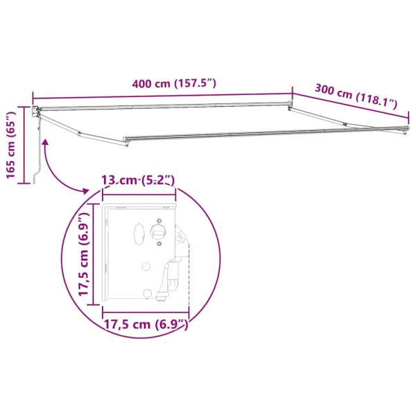 Einziehbare Markise Mehrfarbig 400x300 cm Gewebe