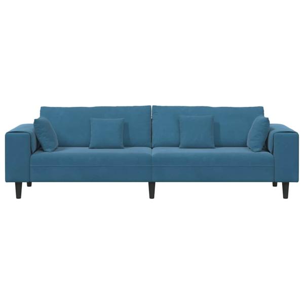 Samt Sofa mit Kissen mit Kissen Blau 208 cm Samt