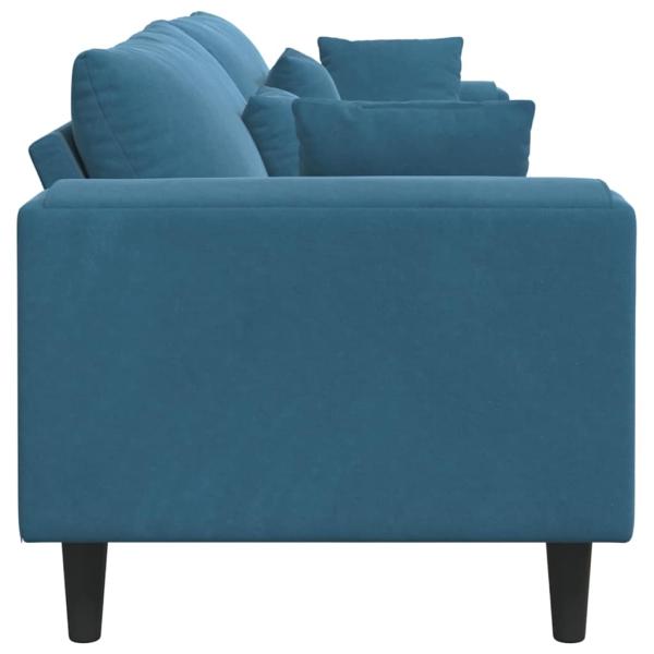 Samt Sofa mit Kissen mit Kissen Blau 208 cm Samt