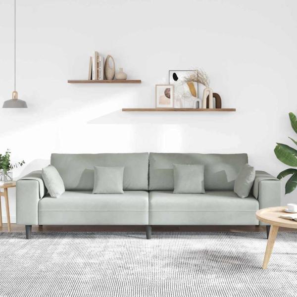 Samt Sofa mit Kissen mit Kissen Hellgrau 208 cm Samt