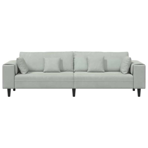 Samt Sofa mit Kissen mit Kissen Hellgrau 208 cm Samt