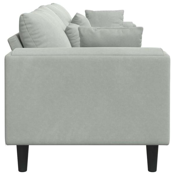 Samt Sofa mit Kissen mit Kissen Hellgrau 208 cm Samt