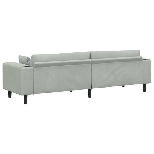 Samt Sofa mit Kissen mit Kissen Hellgrau 208 cm Samt