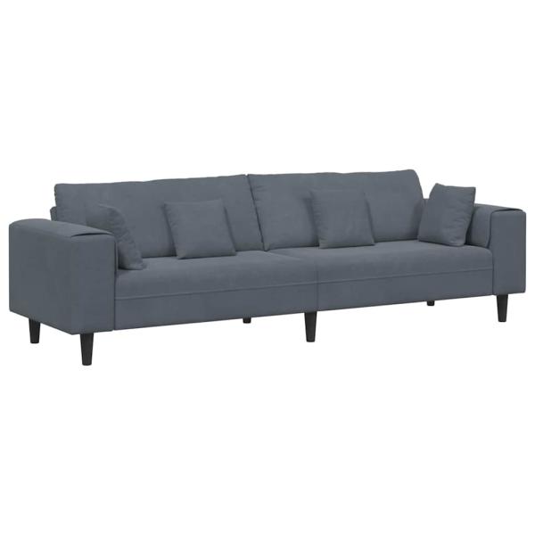 Samt Sofa mit Kissen mit Kissen Dunkelgrau 208 cm Samt