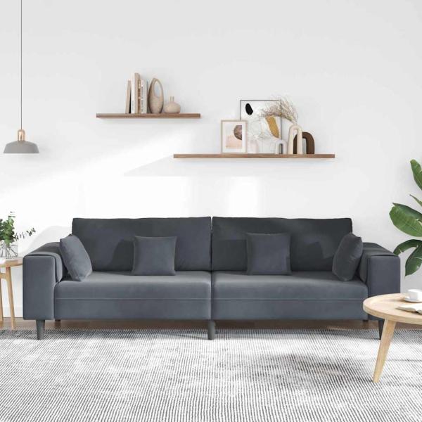 Samt Sofa mit Kissen mit Kissen Dunkelgrau 208 cm Samt