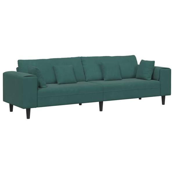 Samt Sofa mit Kissen mit Kissen Dunkelgrün 208 cm Samt
