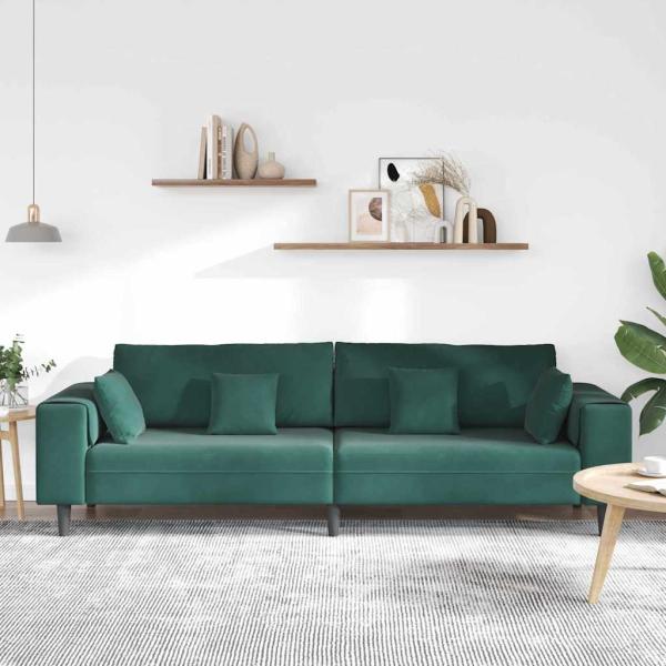 Samt Sofa mit Kissen mit Kissen Dunkelgrün 208 cm Samt