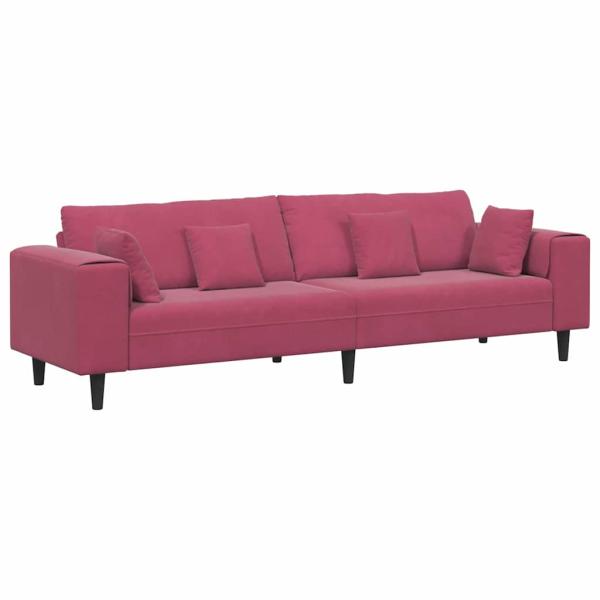 Samt Sofa mit Kissen mit Kissen Weinrot 208 cm Samt
