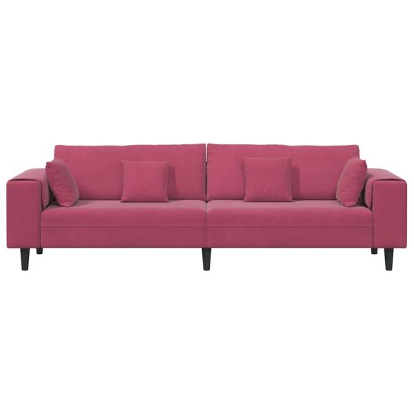 Samt Sofa mit Kissen mit Kissen Weinrot 208 cm Samt