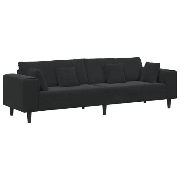 Samt Sofa mit Kissen mit Kissen Schwarz 208 cm Samt