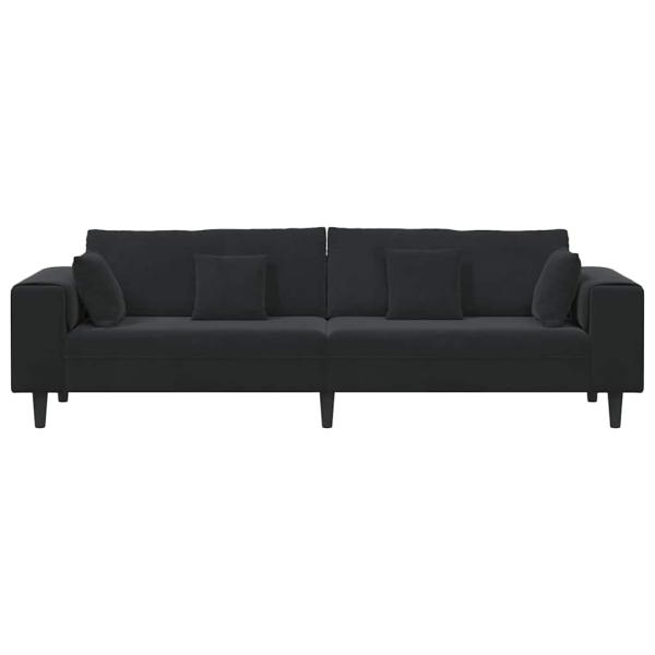 Samt Sofa mit Kissen mit Kissen Schwarz 208 cm Samt
