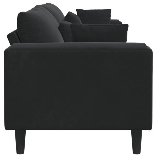 Samt Sofa mit Kissen mit Kissen Schwarz 208 cm Samt
