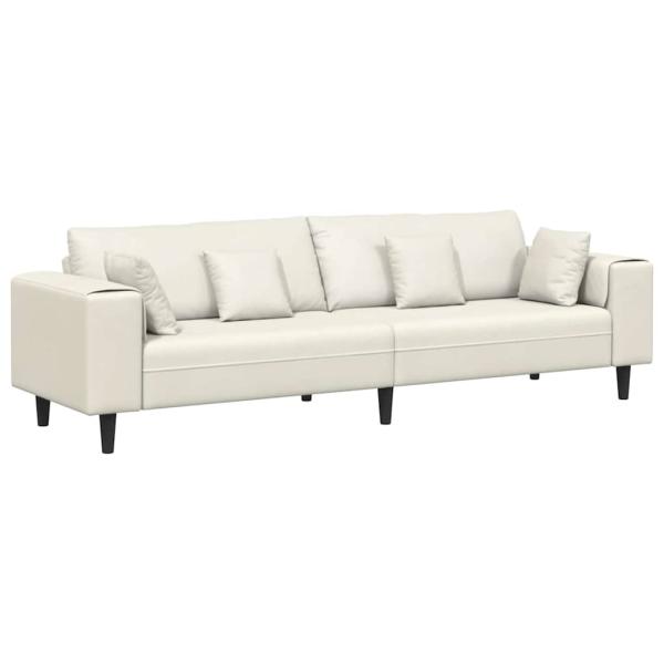 Samt Sofa mit Kissen mit Kissen Cremefarben 208 cm Samt