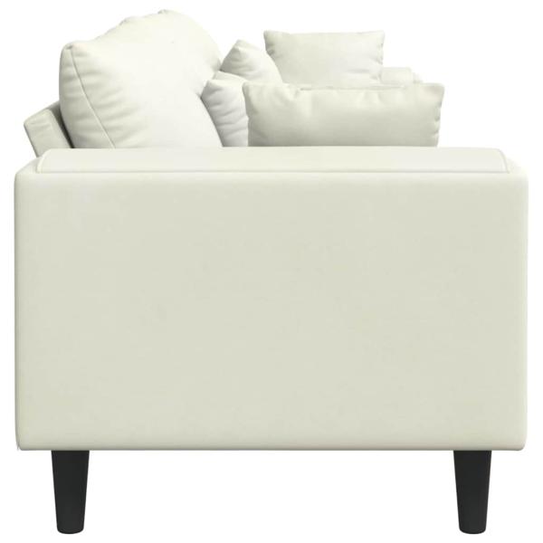 Samt Sofa mit Kissen mit Kissen Cremefarben 208 cm Samt