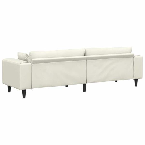 Samt Sofa mit Kissen mit Kissen Cremefarben 208 cm Samt