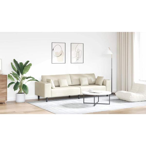 Samt Sofa mit Kissen mit Kissen Cremefarben 208 cm Samt