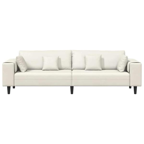 Samt Sofa mit Kissen mit Kissen Cremefarben 208 cm Samt