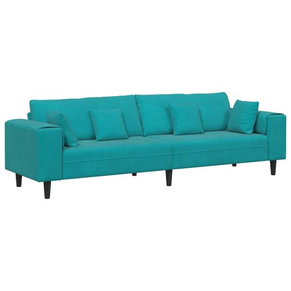 Samt Sofa mit Kissen mit Kissen Türkis 208 cm Samt