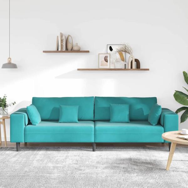 Samt Sofa mit Kissen mit Kissen Türkis 208 cm Samt