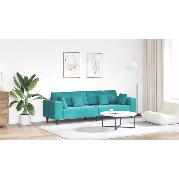 Samt Sofa mit Kissen mit Kissen Türkis 208 cm Samt