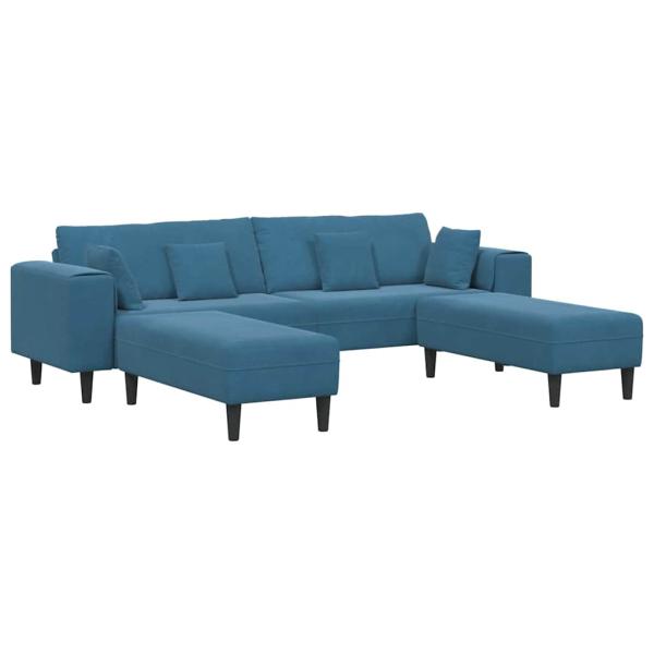 Samt Sofa mit Kissen mit Kissen 3 pcs Blau 208 cm Samt