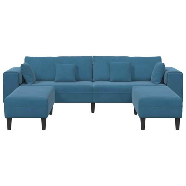 Samt Sofa mit Kissen mit Kissen 3 pcs Blau 208 cm Samt