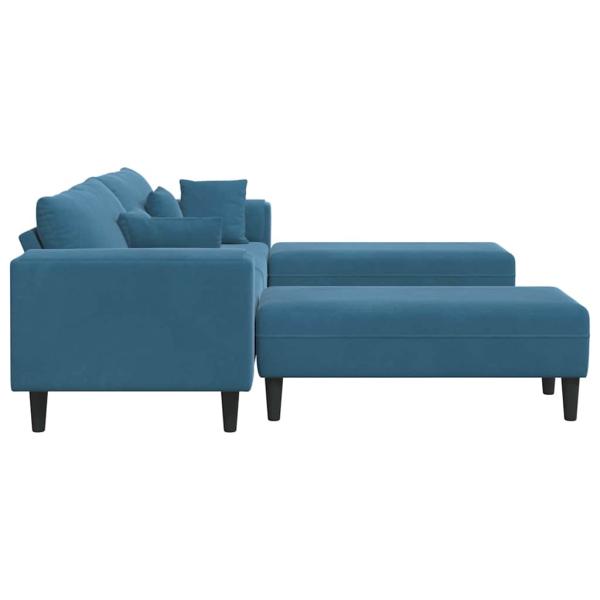 Samt Sofa mit Kissen mit Kissen 3 pcs Blau 208 cm Samt
