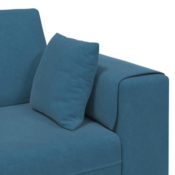Samt Sofa mit Kissen mit Kissen 3 pcs Blau 208 cm Samt