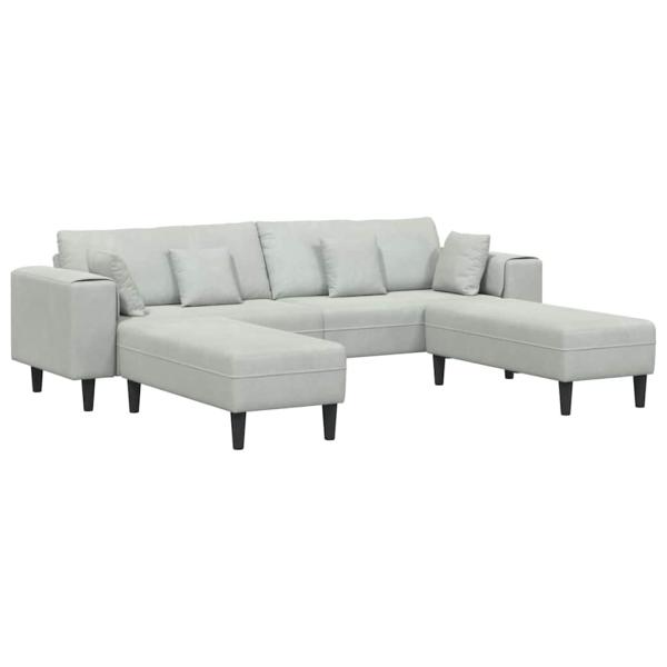 Samt Sofa mit Kissen mit Kissen 3 pcs Hellgrau 208 cm Samt