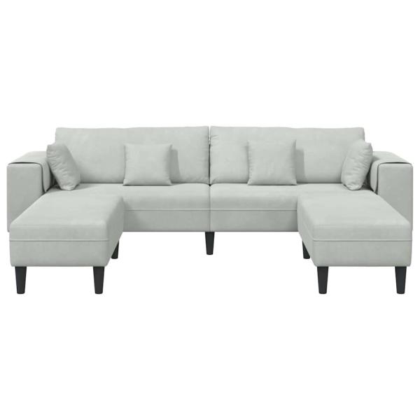 Samt Sofa mit Kissen mit Kissen 3 pcs Hellgrau 208 cm Samt