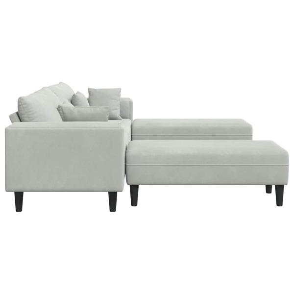 Samt Sofa mit Kissen mit Kissen 3 pcs Hellgrau 208 cm Samt