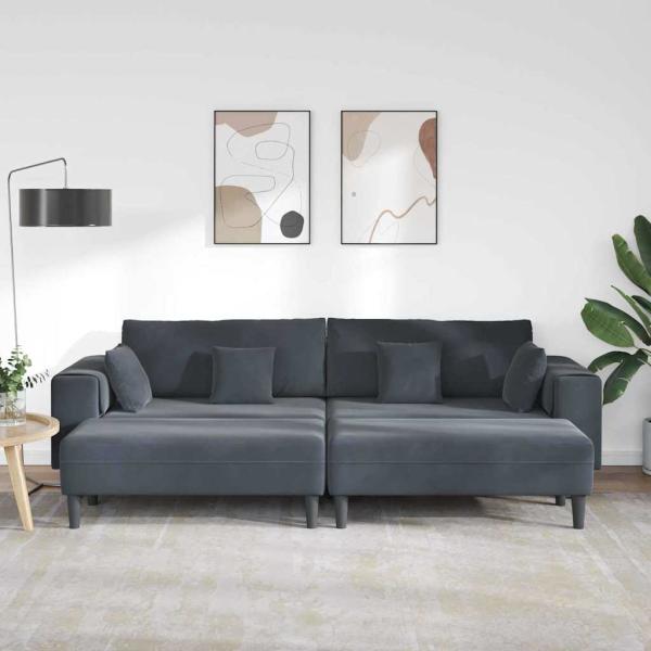 Samt Sofa mit Kissen mit Kissen 3 pcs Dunkelgrau 208 cm Samt