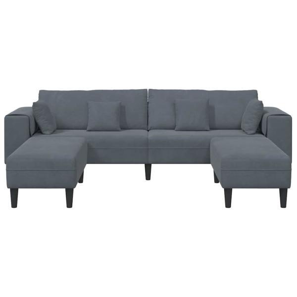 Samt Sofa mit Kissen mit Kissen 3 pcs Dunkelgrau 208 cm Samt