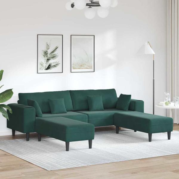 ARDEBO.de - Samt Sofa mit Kissen mit Kissen 3 pcs Dunkelgrün 208 cm Samt