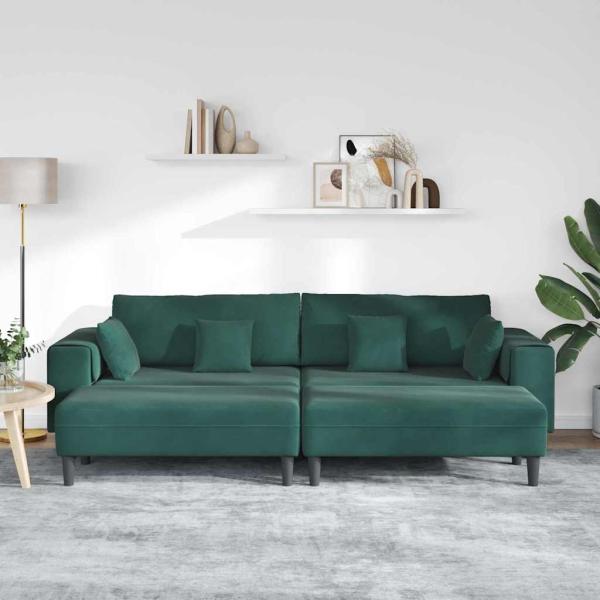Samt Sofa mit Kissen mit Kissen 3 pcs Dunkelgrün 208 cm Samt