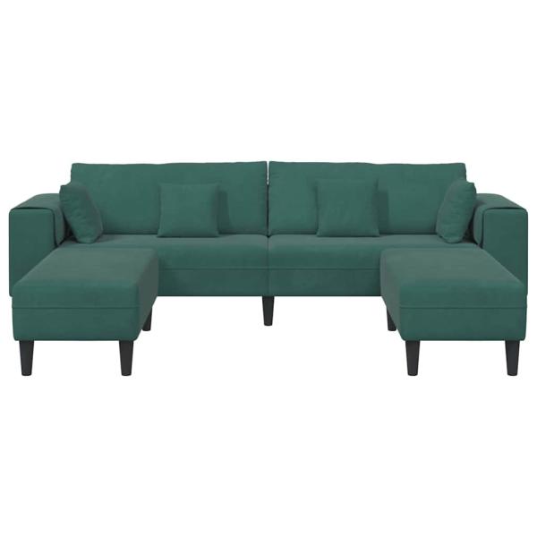 Samt Sofa mit Kissen mit Kissen 3 pcs Dunkelgrün 208 cm Samt