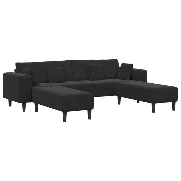 Samt Sofa mit Kissen mit Kissen 3 pcs Schwarz 208 cm Samt