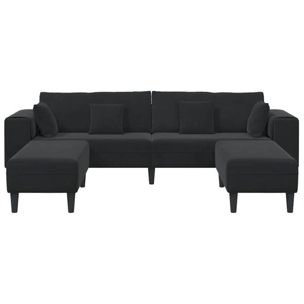 Samt Sofa mit Kissen mit Kissen 3 pcs Schwarz 208 cm Samt