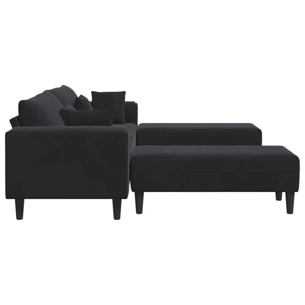 Samt Sofa mit Kissen mit Kissen 3 pcs Schwarz 208 cm Samt