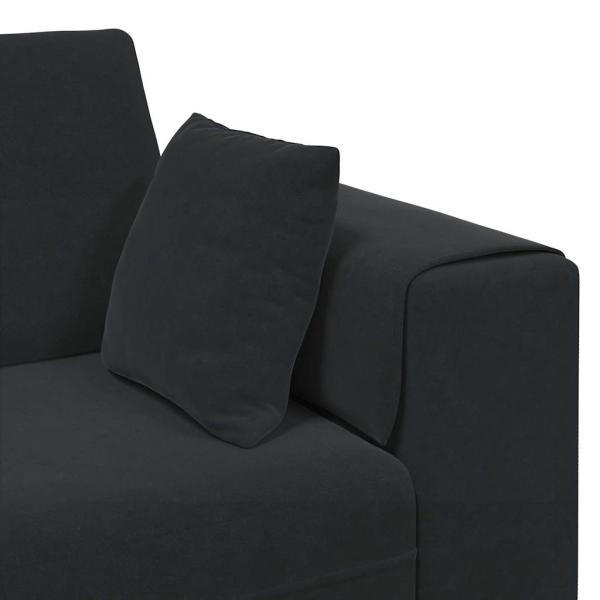 Samt Sofa mit Kissen mit Kissen 3 pcs Schwarz 208 cm Samt