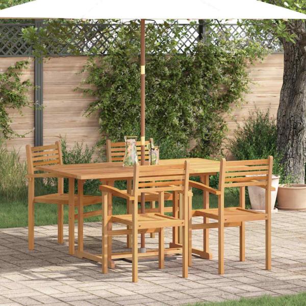 ARDEBO.de - Garten Essgruppe 5 pcs Braun Massives Teakholz