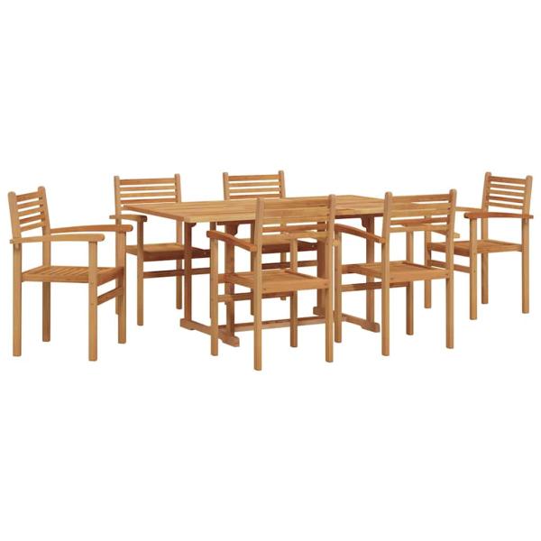 Garten Essgruppe 7 pcs Braun Massives Teakholz
