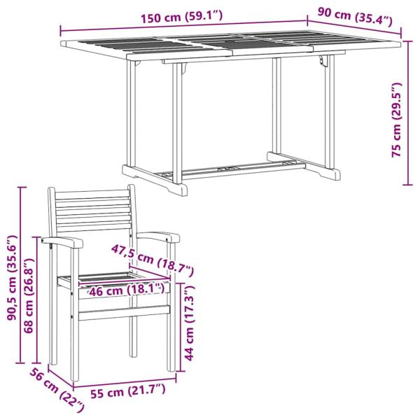 Garten Essgruppe 7 pcs Braun Massives Teakholz