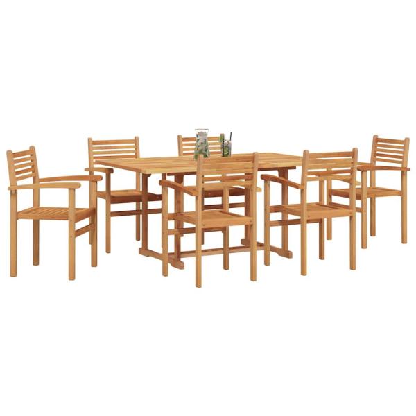 Garten Essgruppe 7 pcs Braun Massives Teakholz