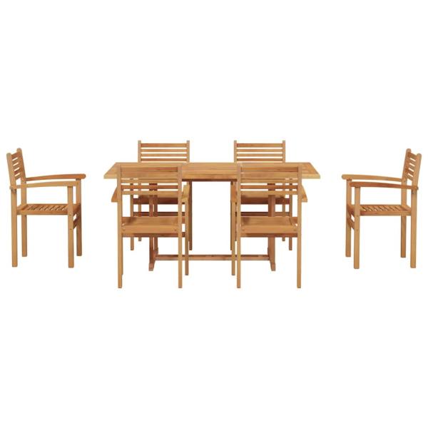 Garten Essgruppe 7 pcs Braun Massives Teakholz