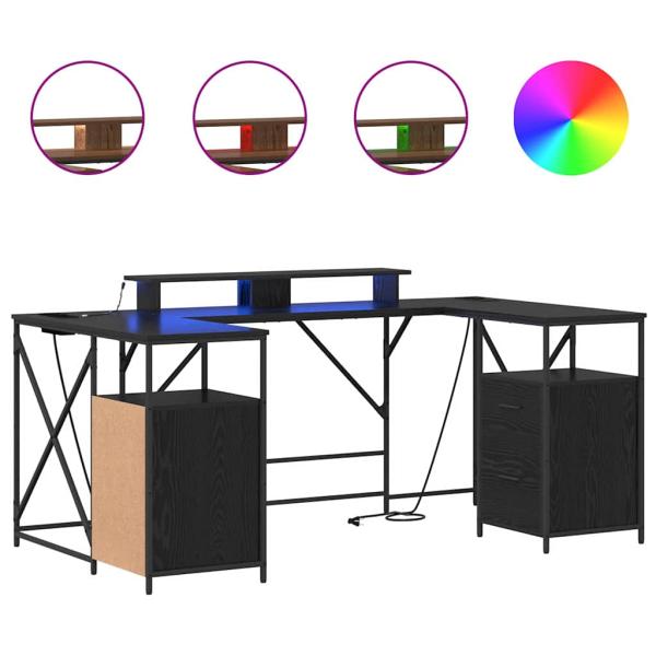 Schreibtisch Schwarz Eiche 182 x 101 x 87,5 cm Holzwerkstoff